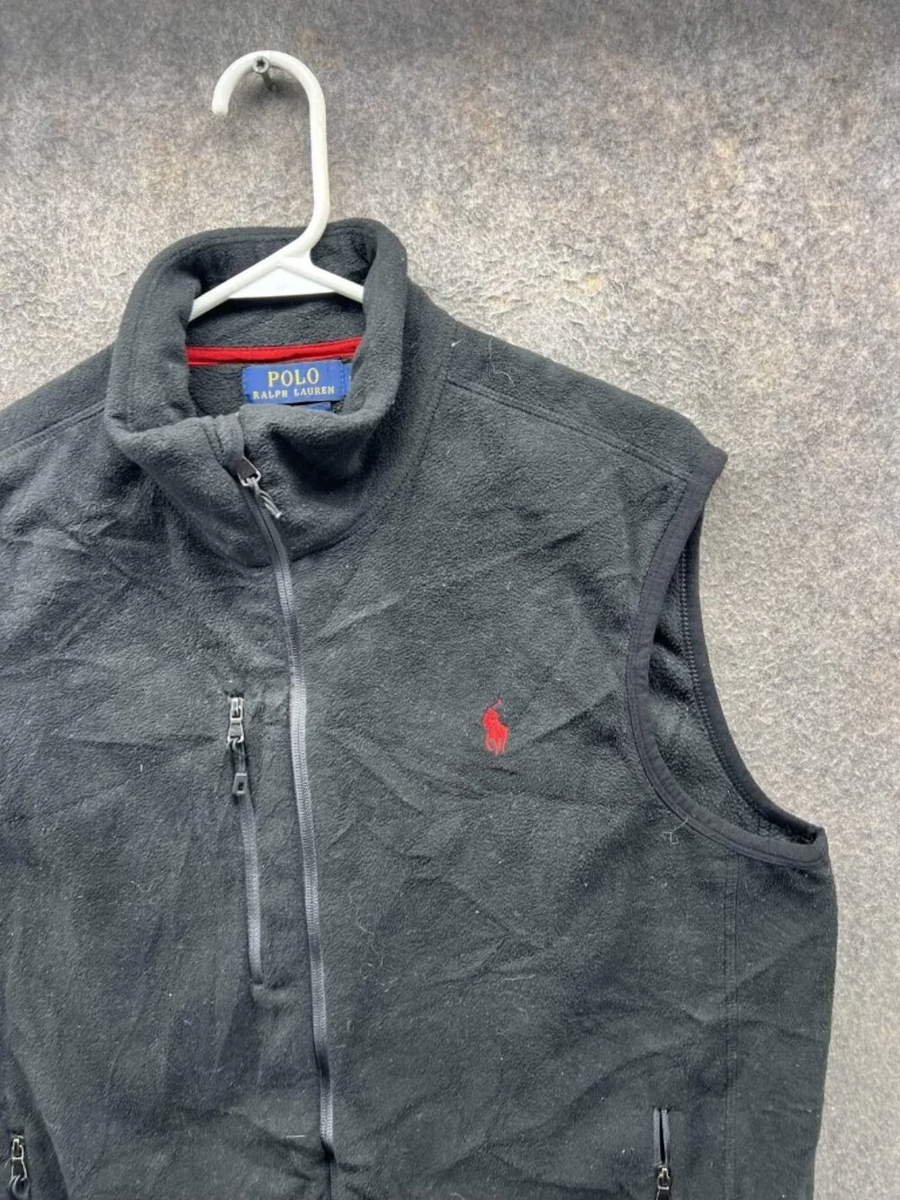 Polo Ralph Lauren Vest Mens Medium Black Fleece Full Zip Performance Outdoor